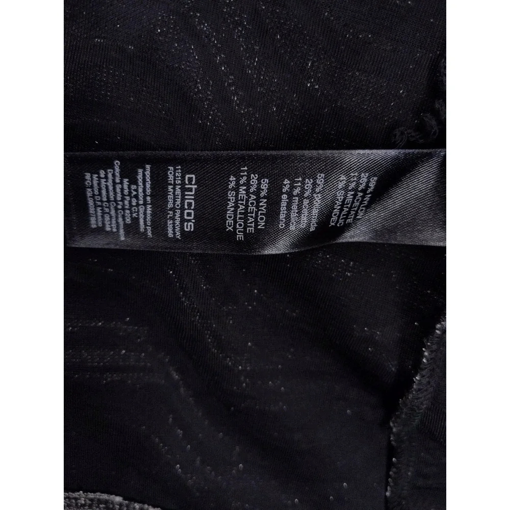 Chico's Cardigan Women 0 S Silver Black Travelers Wave Metallic Longline Pocket‎